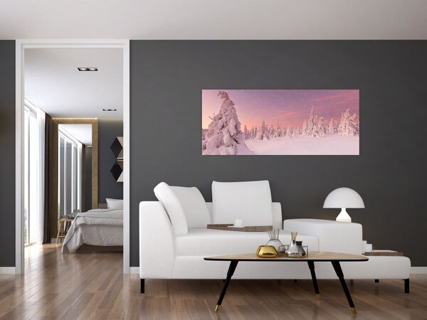 Slika - Drevesa pod snežno odejo (120x50 cm)