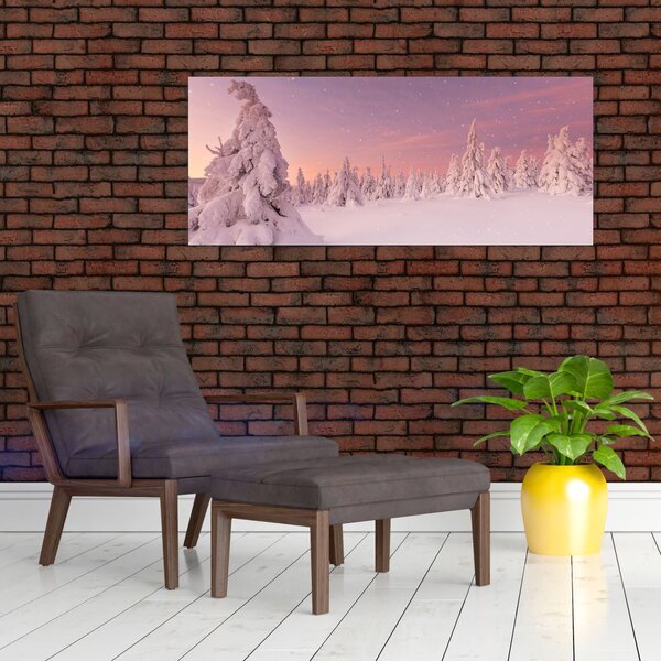 Slika - Drevesa pod snežno odejo (120x50 cm)