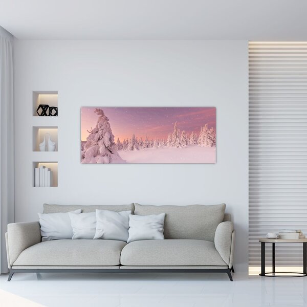 Slika - Drevesa pod snežno odejo (120x50 cm)