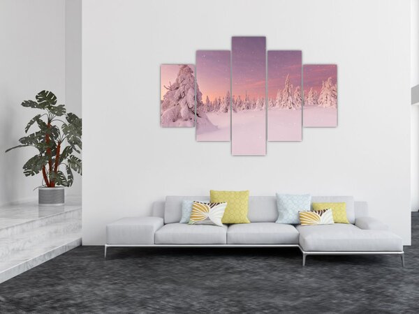 Slika - Drevesa pod snežno odejo (150x105 cm)