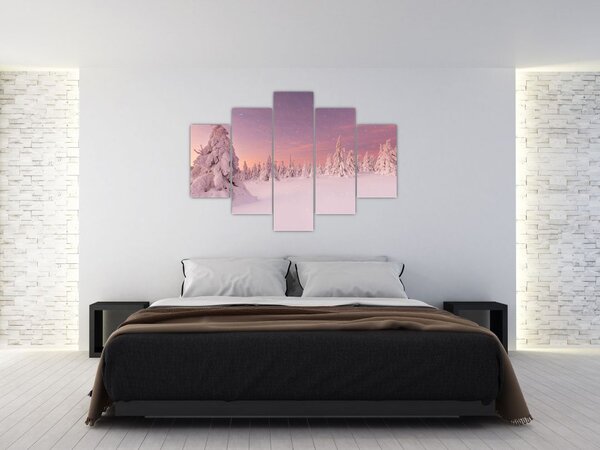 Slika - Drevesa pod snežno odejo (150x105 cm)