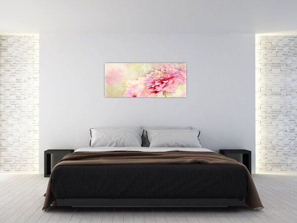 Slika - Rožnata roža, akvarel (120x50 cm)