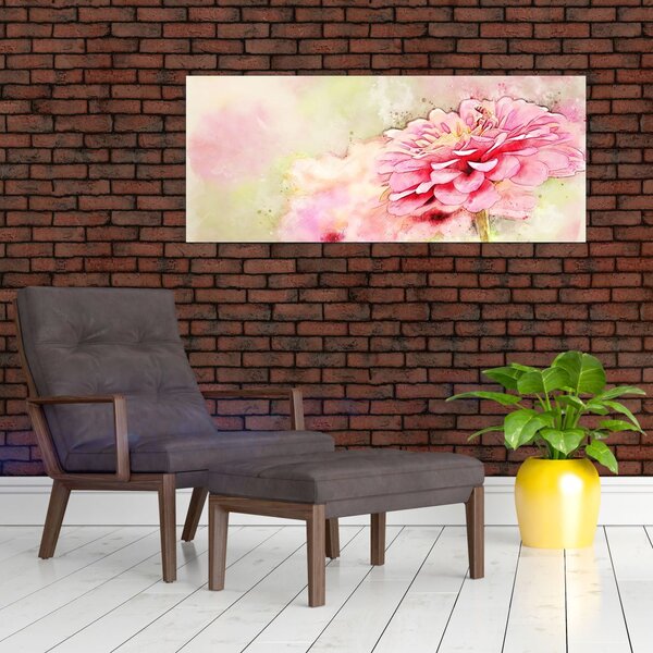 Slika - Rožnata roža, akvarel (120x50 cm)