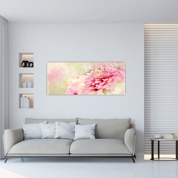 Slika - Rožnata roža, akvarel (120x50 cm)
