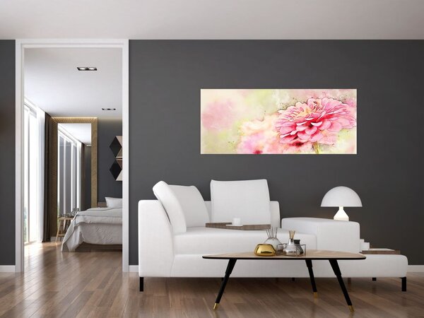Slika - Rožnata roža, akvarel (120x50 cm)