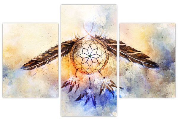 Slika - Lovilec sanj s perjem (90x60 cm)