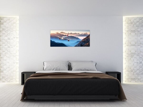 Slika - Letalo nad gorskimi vrhovi (120x50 cm)