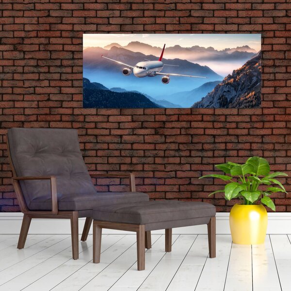 Slika - Letalo nad gorskimi vrhovi (120x50 cm)