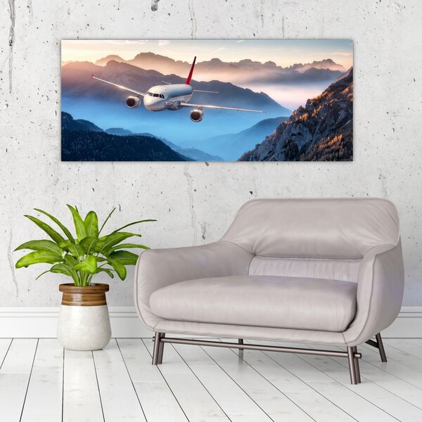 Slika - Letalo nad gorskimi vrhovi (120x50 cm)