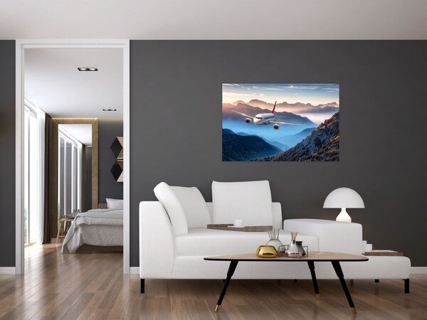 Slika - Letalo nad gorskimi vrhovi (90x60 cm)