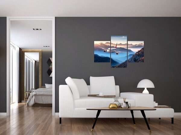 Slika - Letalo nad gorskimi vrhovi (90x60 cm)