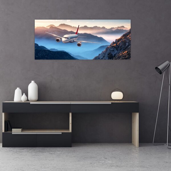 Slika - Letalo nad gorskimi vrhovi (120x50 cm)