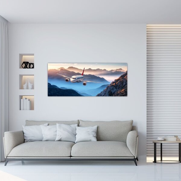 Slika - Letalo nad gorskimi vrhovi (120x50 cm)
