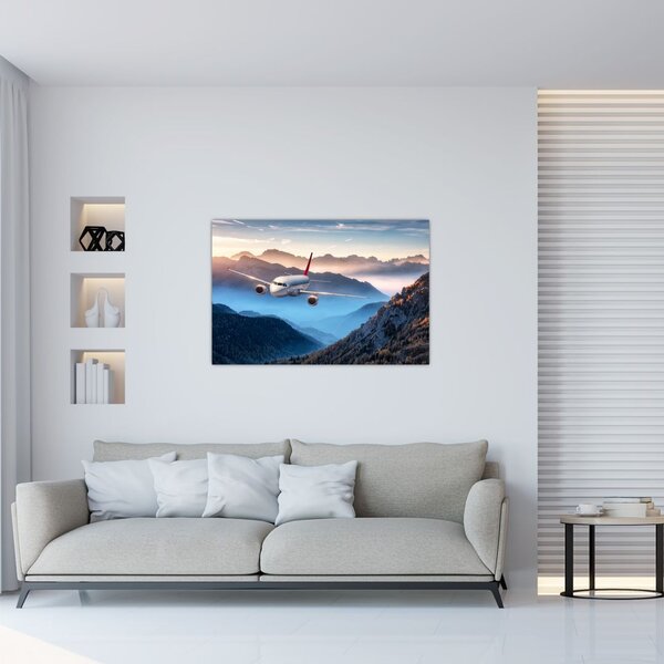 Slika - Letalo nad gorskimi vrhovi (90x60 cm)