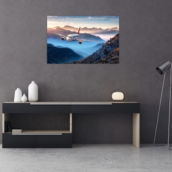 Slika - Letalo nad gorskimi vrhovi (90x60 cm)