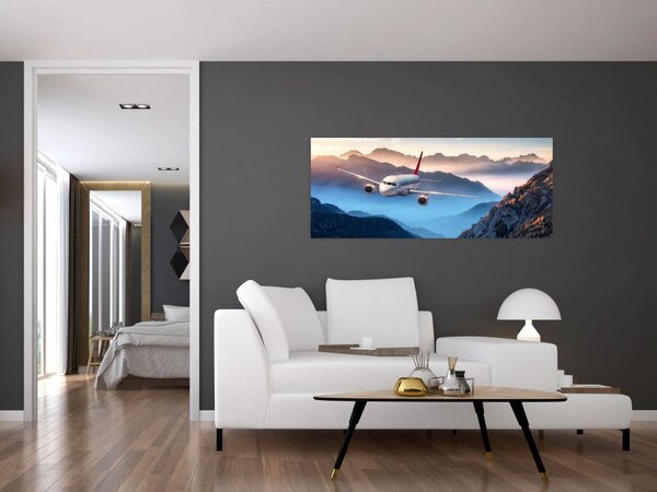 Slika - Letalo nad gorskimi vrhovi (120x50 cm)