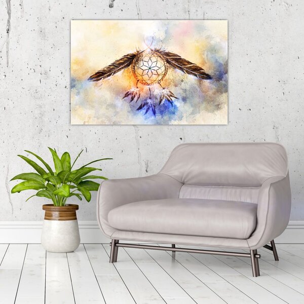 Slika - Lovilec sanj s perjem (90x60 cm)