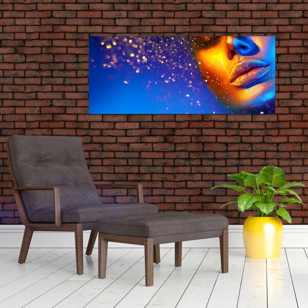 Slika - Body art, zlato-modra kombinacija (120x50 cm)