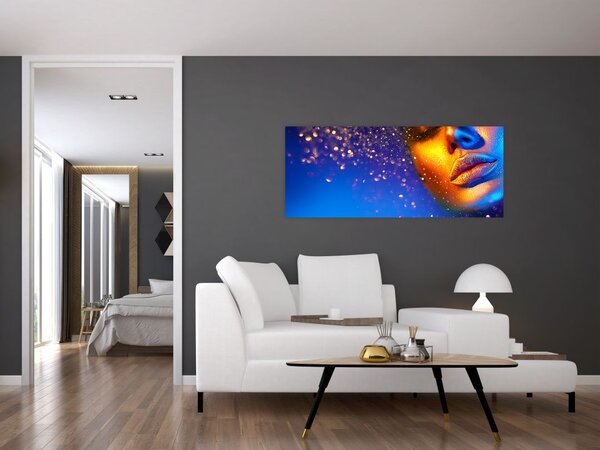 Slika - Body art, zlato-modra kombinacija (120x50 cm)