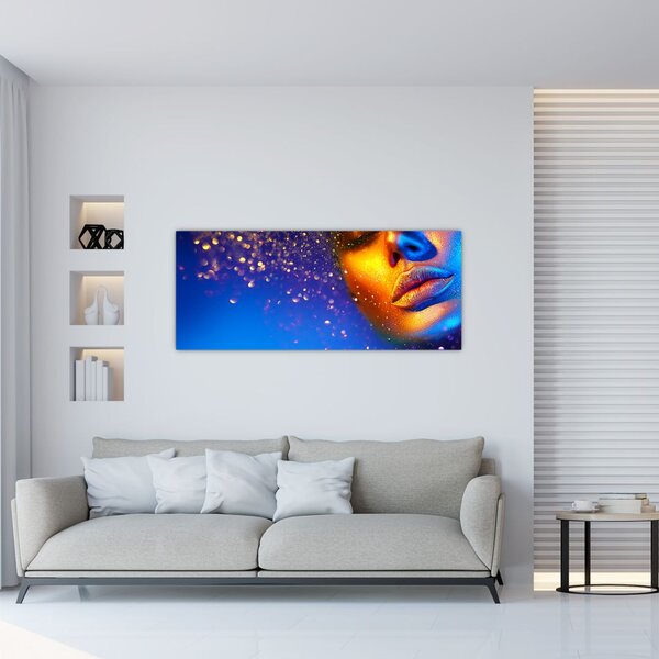 Slika - Body art, zlato-modra kombinacija (120x50 cm)