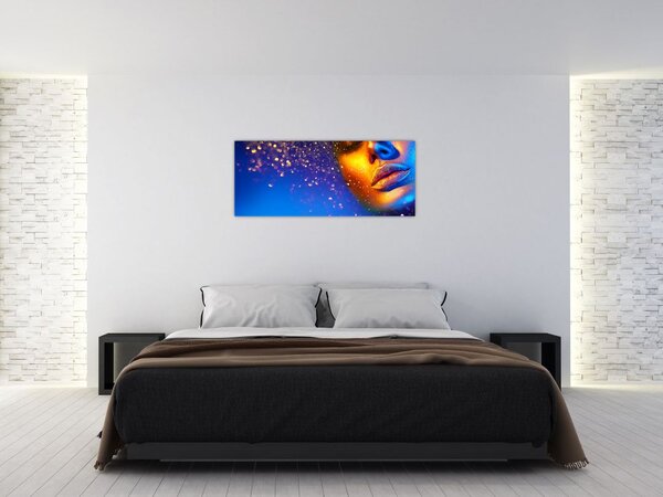 Slika - Body art, zlato-modra kombinacija (120x50 cm)