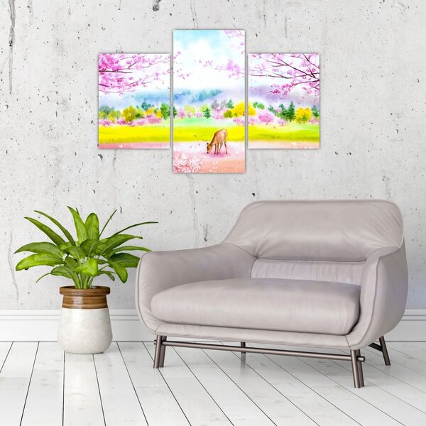 Slika - Poslikana srna, akvarel (90x60 cm)