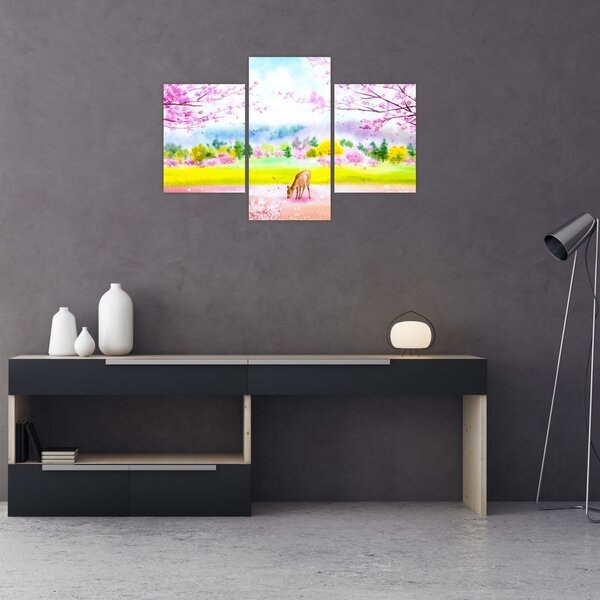 Slika - Poslikana srna, akvarel (90x60 cm)