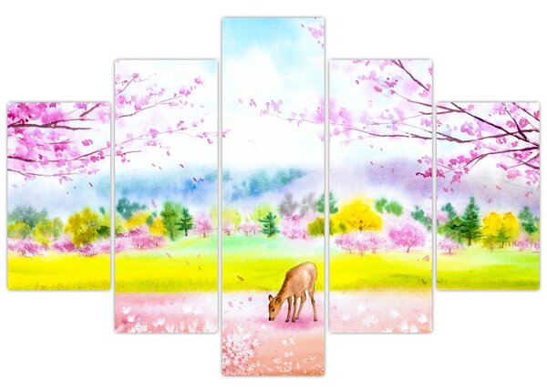 Slika - Poslikana srna, akvarel (150x105 cm)