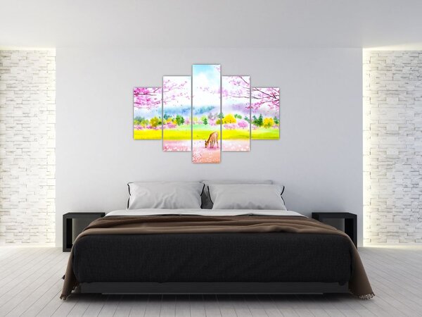 Slika - Poslikana srna, akvarel (150x105 cm)