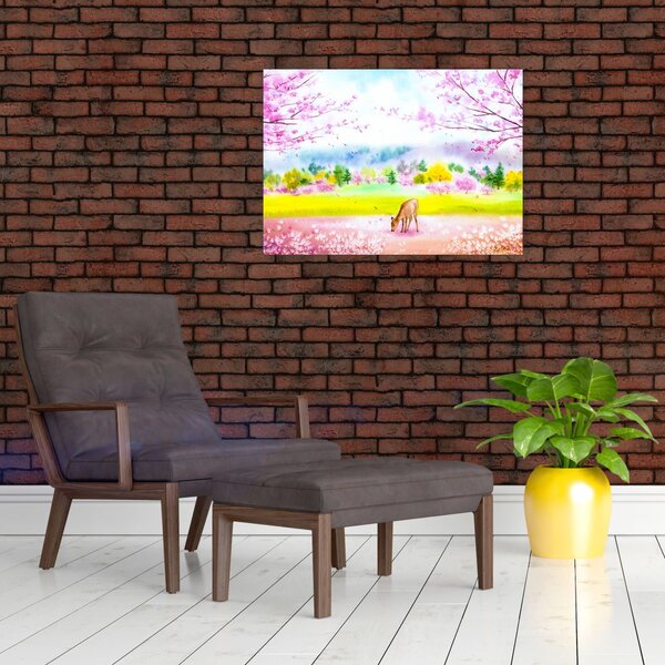 Slika - Poslikana srna, akvarel (70x50 cm)
