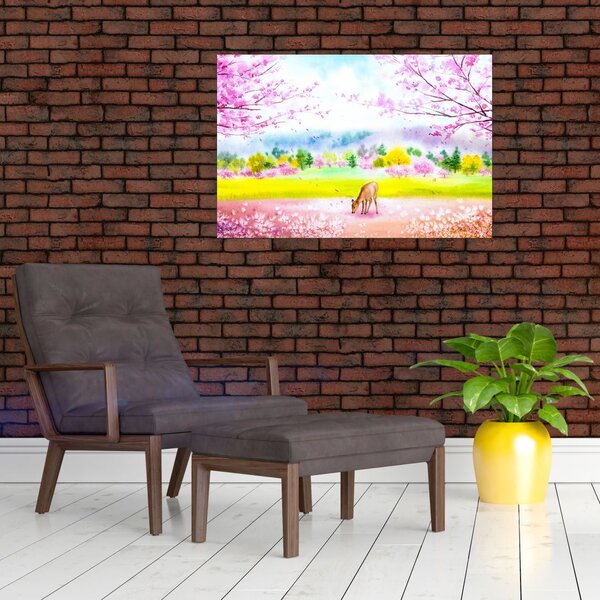 Slika - Poslikana srna, akvarel (90x60 cm)