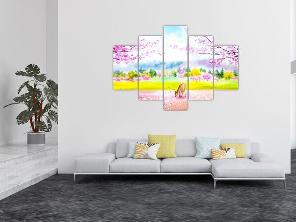 Slika - Poslikana srna, akvarel (150x105 cm)