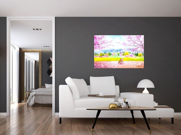 Slika - Poslikana srna, akvarel (90x60 cm)