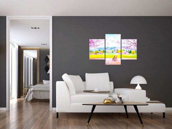Slika - Poslikana srna, akvarel (90x60 cm)