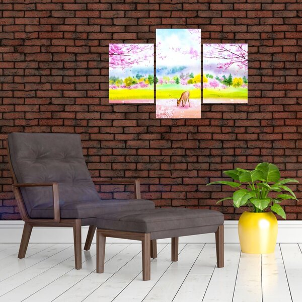 Slika - Poslikana srna, akvarel (90x60 cm)