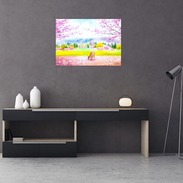 Slika - Poslikana srna, akvarel (70x50 cm)