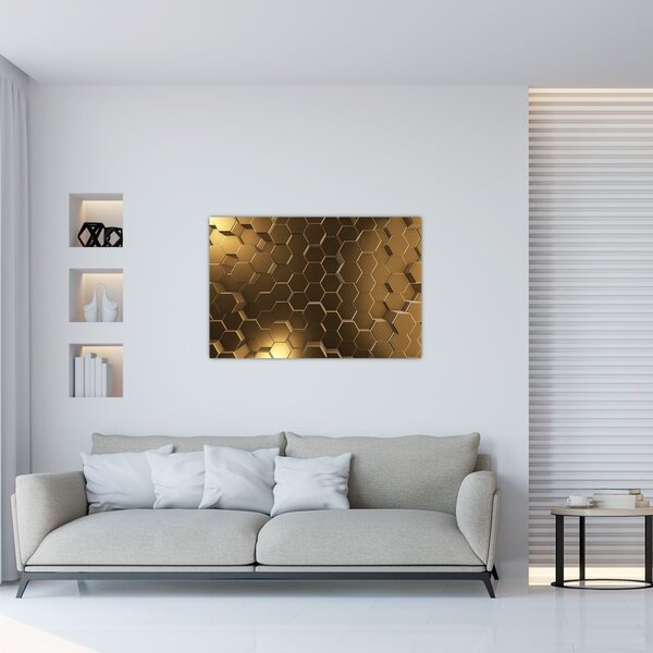 Slika - Zlati šesterokotniki (90x60 cm)