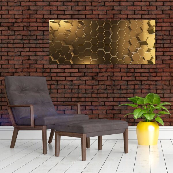 Slika - Zlati šesterokotniki (120x50 cm)