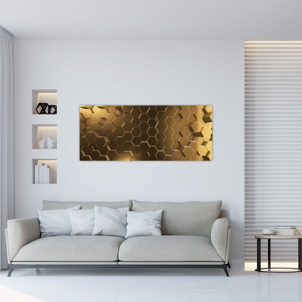 Slika - Zlati šesterokotniki (120x50 cm)