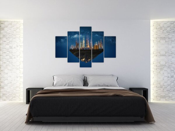 Slika - Veliko mesto lebdi skozi vesolje (150x105 cm)