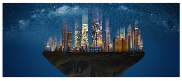 Slika - Veliko mesto lebdi skozi vesolje (120x50 cm)