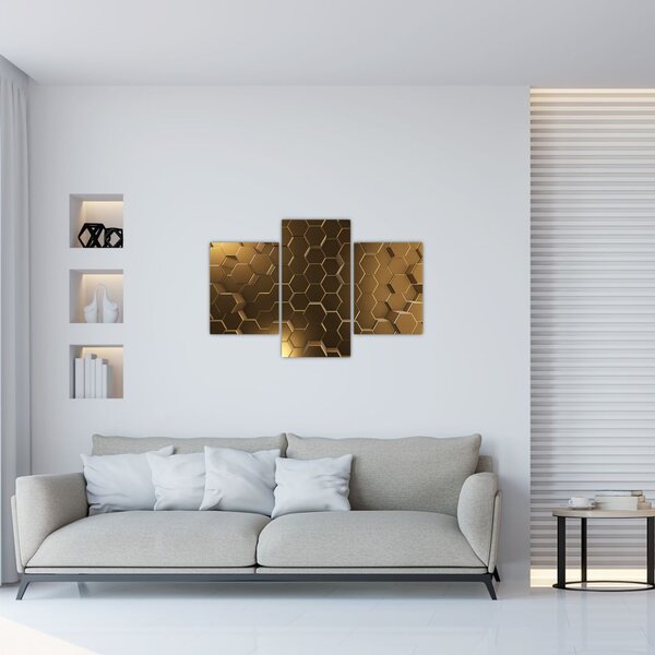 Slika - Zlati šesterokotniki (90x60 cm)