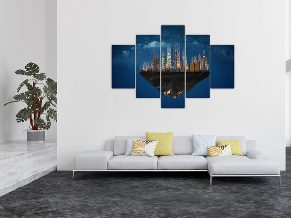 Slika - Veliko mesto lebdi skozi vesolje (150x105 cm)