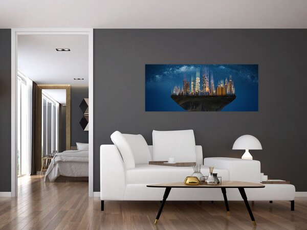 Slika - Veliko mesto lebdi skozi vesolje (120x50 cm)