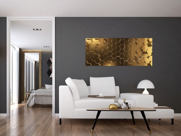 Slika - Zlati šesterokotniki (120x50 cm)
