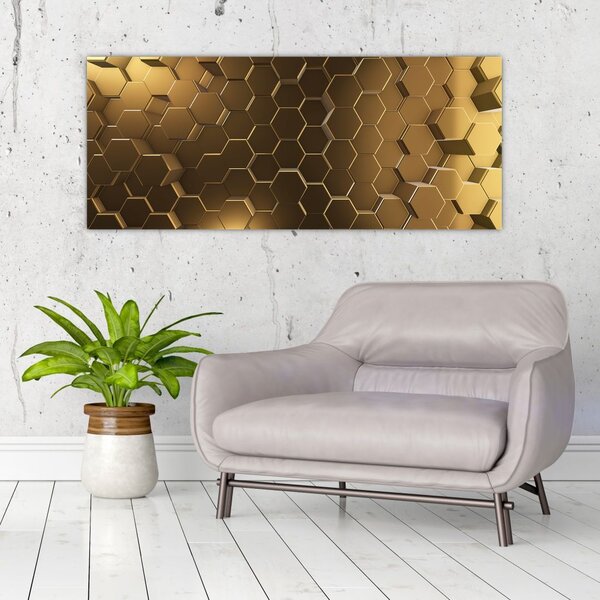 Slika - Zlati šesterokotniki (120x50 cm)