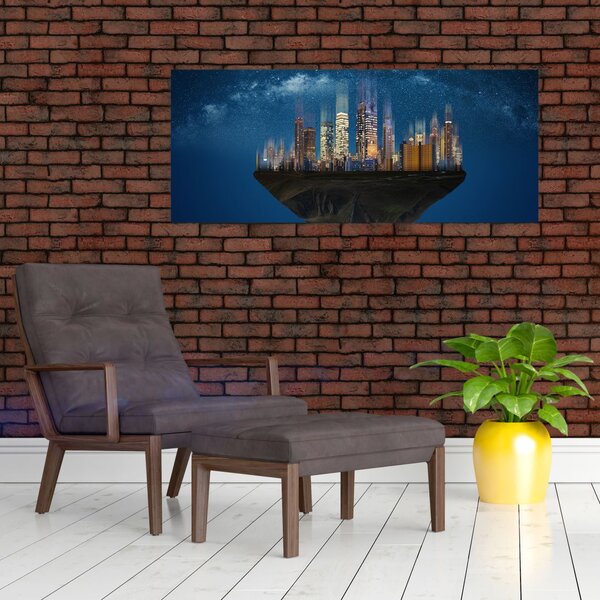 Slika - Veliko mesto lebdi skozi vesolje (120x50 cm)