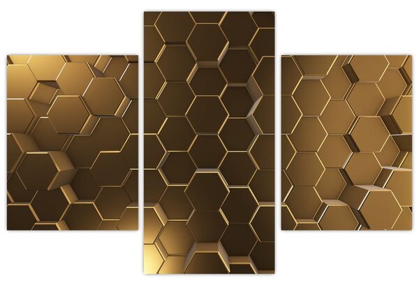 Slika - Zlati šesterokotniki (90x60 cm)