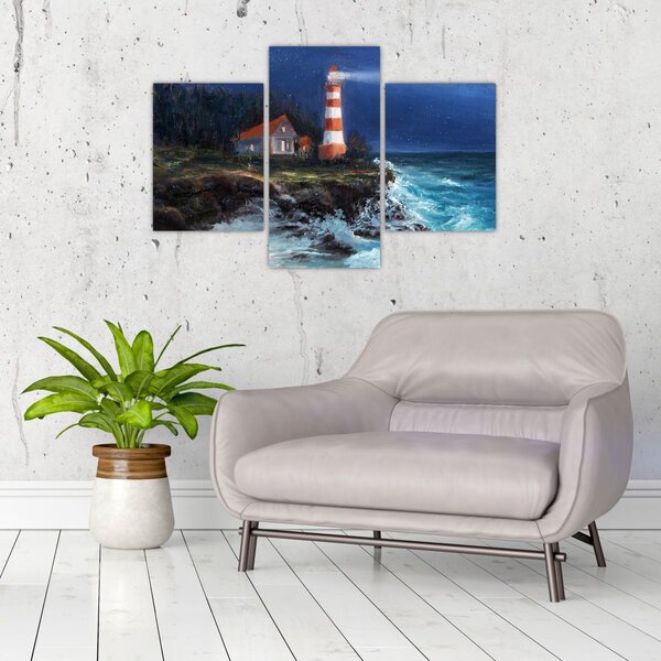 Slika - Svetilnik na obali oceana, akvarel (90x60 cm)
