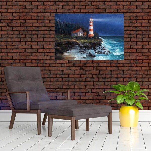Slika - Svetilnik na obali oceana, akvarel (90x60 cm)